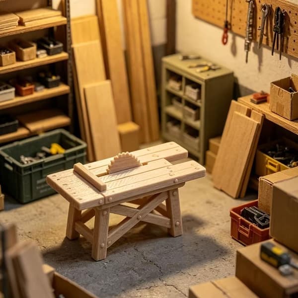 Miniatyr simulerad sågbänk med realistisk detalj Mini A2