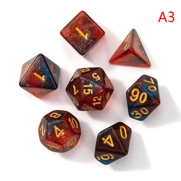 7 Stk Mix Terning Sæt Bærbart Legetøj Til Børn Polyhedral D4 D6 D8 D1 A3