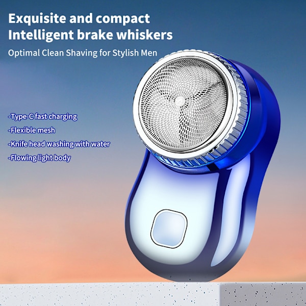 Mini-rakficka för män Bärbar elektrisk rakapparat Razor USB Blue