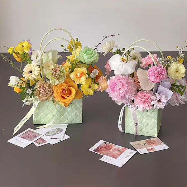 Bärbar blomförpackningslåda bröllopsdekoration presentpåse DIY B C1