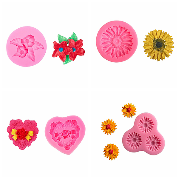3d Daisy Flower Shape Silikoneform Chokolade Kage Bage Deko E