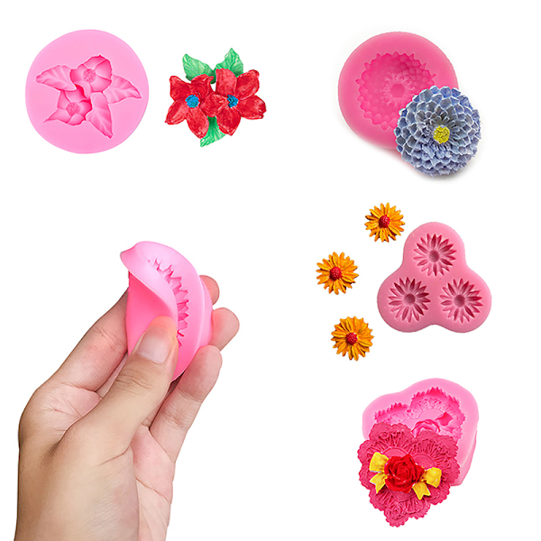 3d Daisy Flower Shape Silikoneform Chokolade Kage Bage Deko E