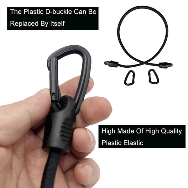 2 st D-formad plastkrok elastisk snörrem för bilbagage tio Black 2pcs