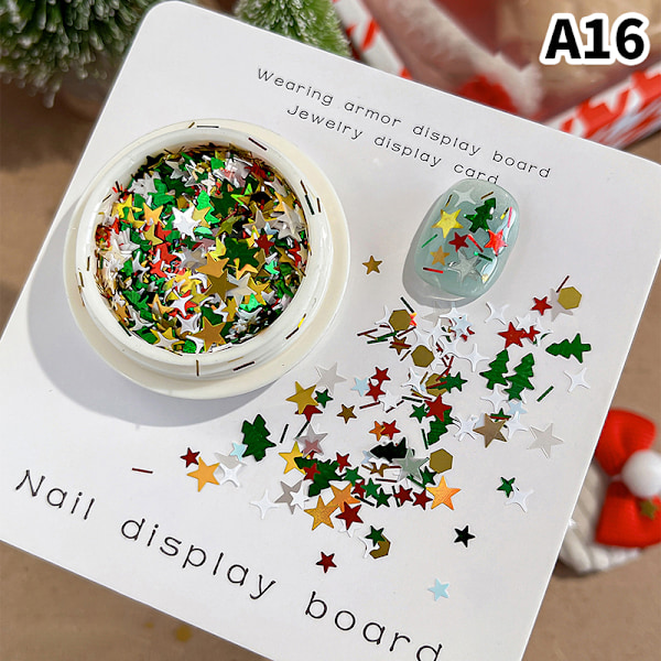 Julepynt Tips Snefnug Neglepailletter Nail Art Glitter A16