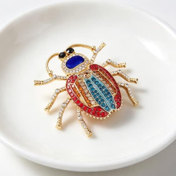 Mode Farverig Mousserende Rhinestone Bille Broche Tøj De
