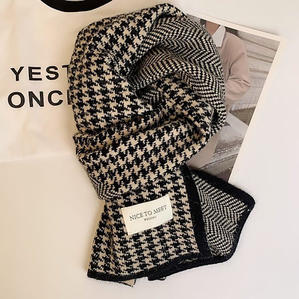Kvinnors Thousand Bird Checker Stickad Scarf för höst och vint A2
