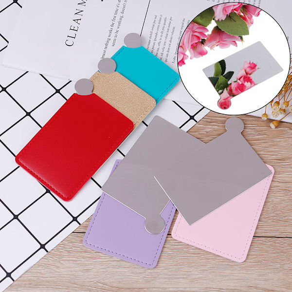 Card Pocket Mirror Makeup Kannettava Travel Stainless Steel Unbre Gold