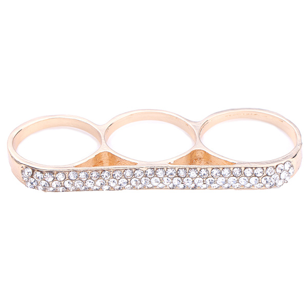 Fashion Three Fingers Knuckle Duster Ring Minimalistisk Rustfritt