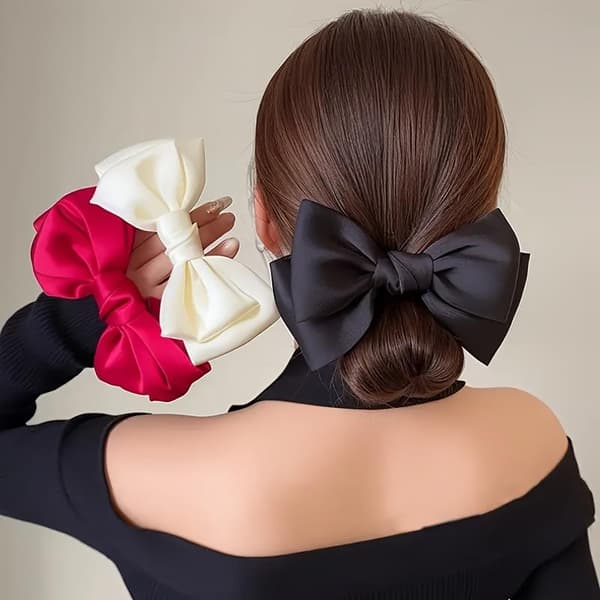 Fransk rosett scrunchie elastisk hårband elegant satin hårband Beige