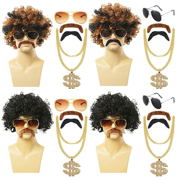 1 set kort lockig syntetisk cosplay peruk 70-tal 80-tal disco hal A1