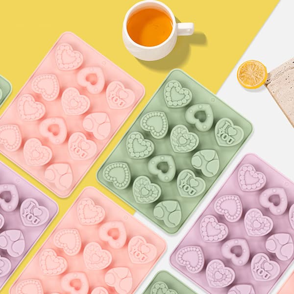 Hjerteformet silikonform 3D silikon bakeform for fondant S A2