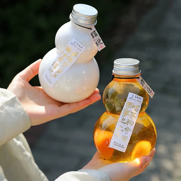 350/500 ml kalebassformade vattenflaskor för mjölkte, kaffe, juice straw 300ml