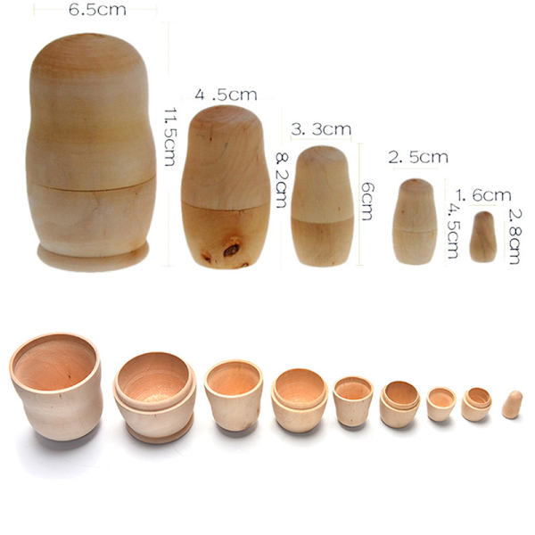 5 st/ set omålade häckande dockor Trä DIY Blank Embryon