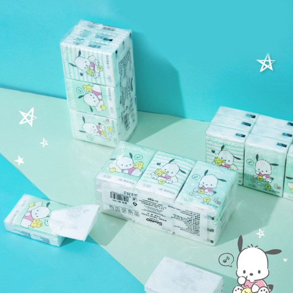 9 stk Tissue Kawaii tegneserietrykt lommetørkle e Portable jente A4