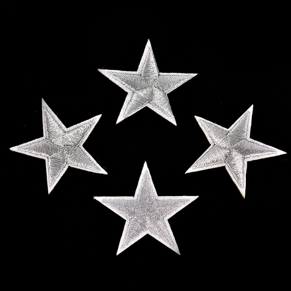 10 STK Sølvstjerner Broderede Badges Stryg Patches Motiv App