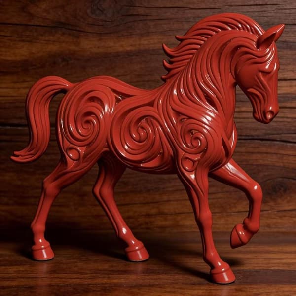 3D-printet hul hestefigur egnet til skrivebord Red