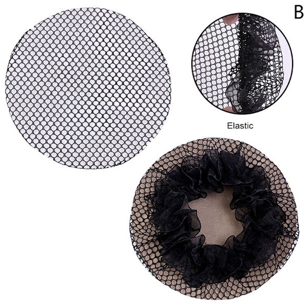 Lille hul sort elastisk mesh Snood hår Net Bun Cover til bold B