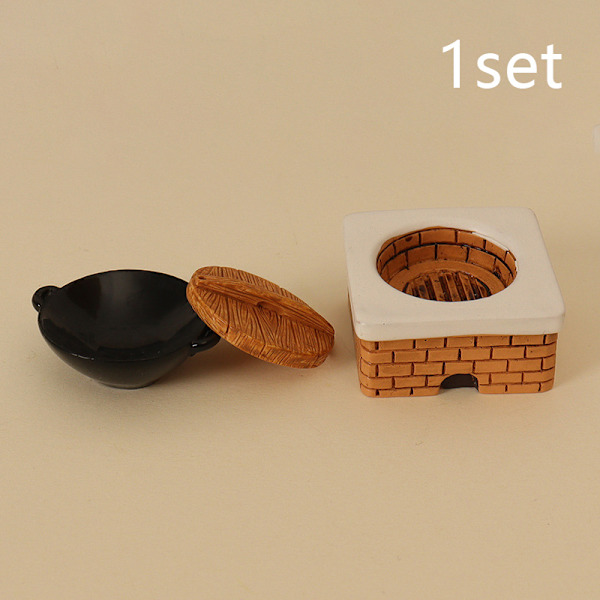 1/12 Dollhouse Simulering Köks Spis & Pot Dollhouse Mini Ve A1