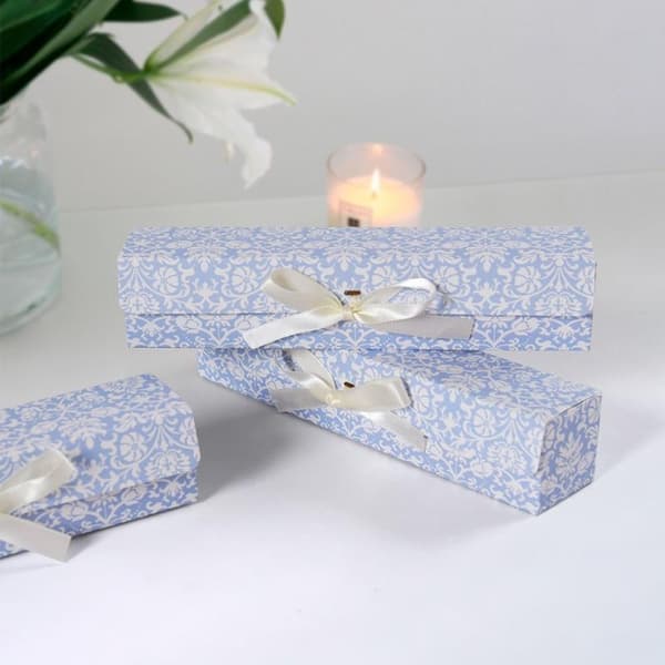 10 st rektangulär rosett Alla hjärtans dag chokladpresentask bröllop Blue
