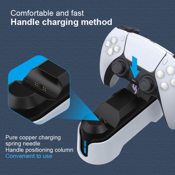 Ny hvid til PS5-controller-opladerstativ med LED-indikator L PS5 Elite