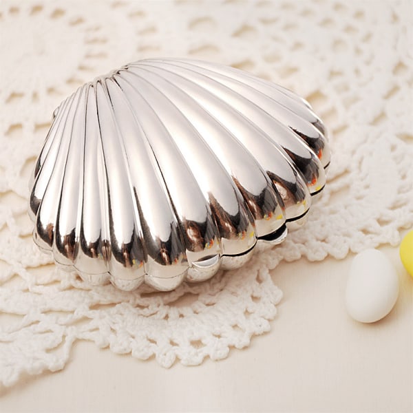 Guld Silver Shell Favor Candy Boxes Bröllopspresent Box Kex/Je Silver
