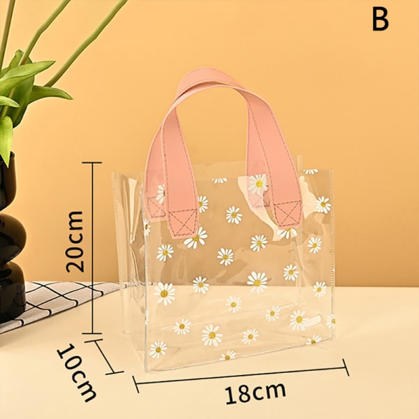 Gennemsigtig Pvc Gave Tote Emballage Taske Clear Daisy Plastic Han B S