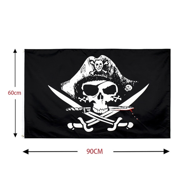 Big Skull Pirat Flag Rød Bandana Bones Dobbelt Skull DIY Decor B 90x150cm