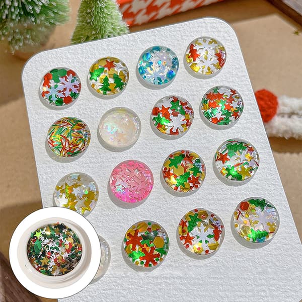 Julepynt Tips Snøfnugg Neglepaljetter Neglekunst Glitter A13