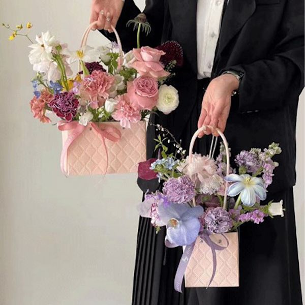 Bærbar Blomsteremballage Æske Bryllupsdekoration Gavepose DIY B A5