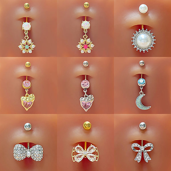 Hjärta kristallhänge navelring för kvinnor navel Piercin A3