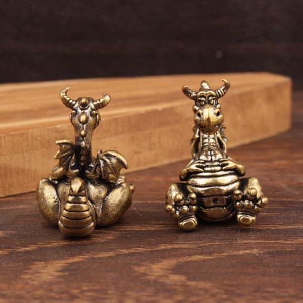 e Mässing Drakfigurer Vintage Tecknad Design Solid Hållbar F