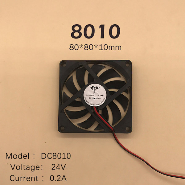 DC børsteløs blæser Computerkabinet Køleblæser 5V 12V 24V Leje C DC8010 24V