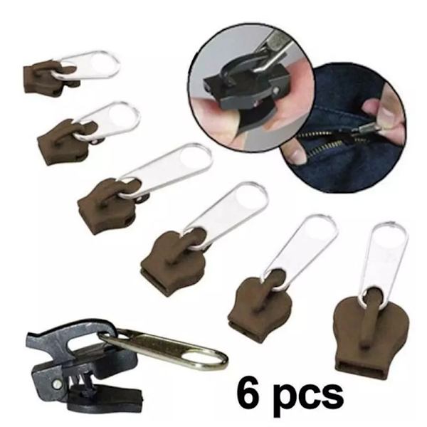 6PCS/Set Universal Instant Fix Zipper Repair Kit Replacement Zi Black