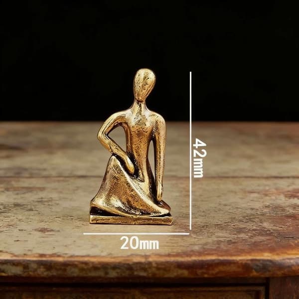 Mässing Yoga Flicka Staty Heminredning Figur Prydnad Abstrakt Char A1