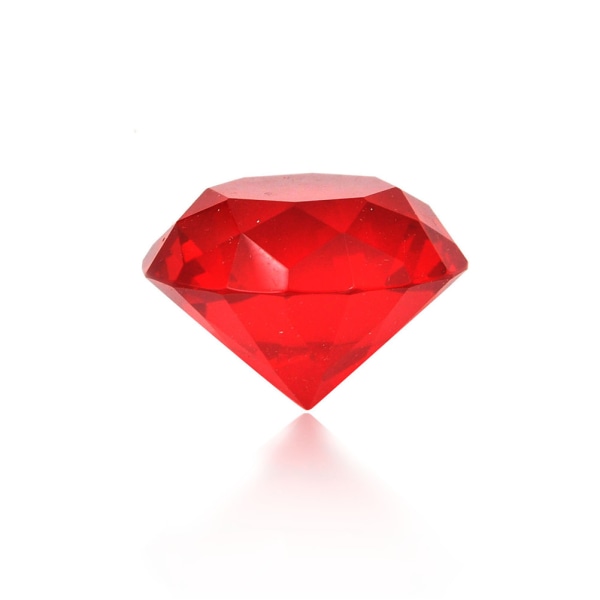 Glas Crystal Diamond Form Paperweights Facet Jewel Red