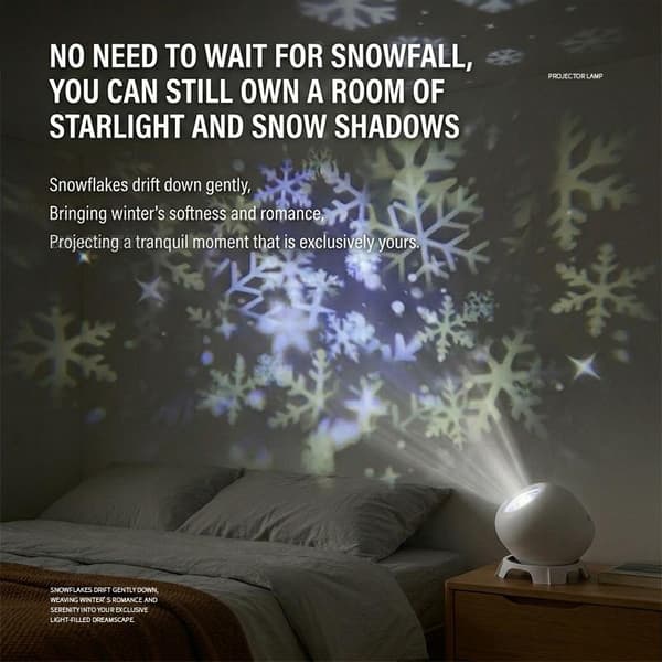 LED-valtameri- / lumihiutaleprojektorivalo 360° pyörivä dynaaminen yövalo A1