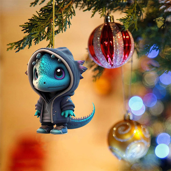 Cartoon Dragon Staty Ornament Akryl Hängsmycke Semester Dekoration A3