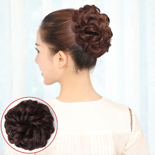 Syntetisk hårbolle paryk Hestehale hårforlængelse Scrunchie Elasti 5