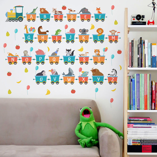 Alphabet Animals Train Early Education Wallstickers til børn R Multicolor