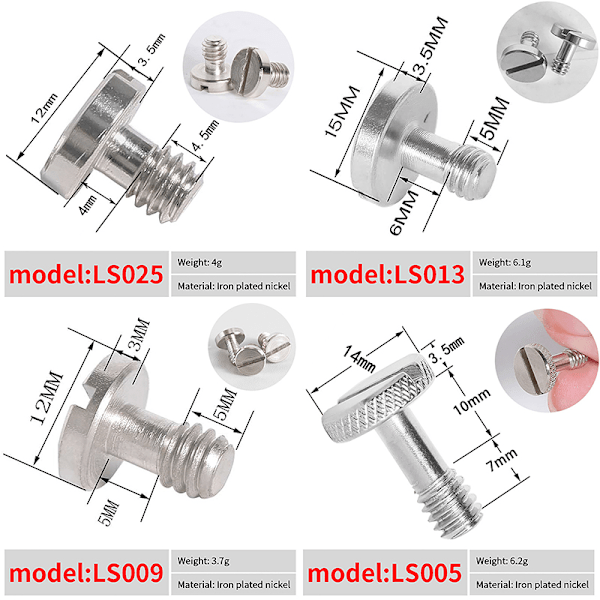 1/4 tums kameraskruv Pan Tilt Quick Release Plate Quick Releas A7
