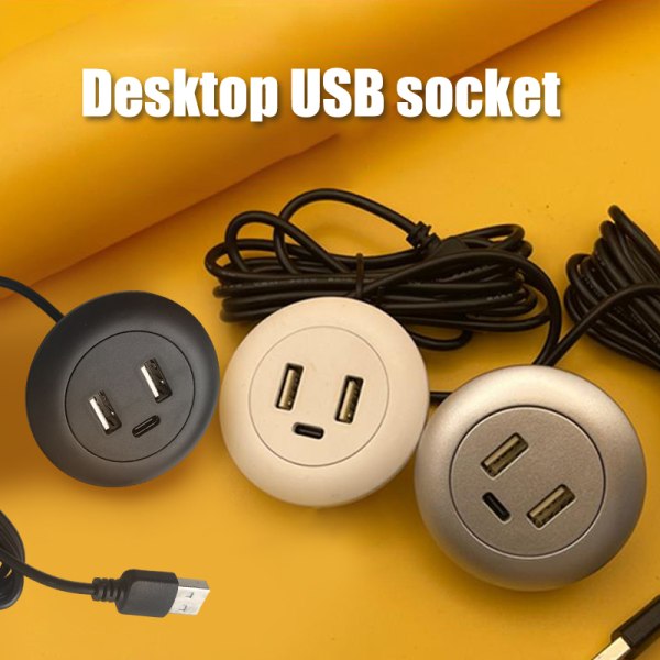 Embedded Desktop USB TYPE-C Oplader Møbelstik Multifunktion Black