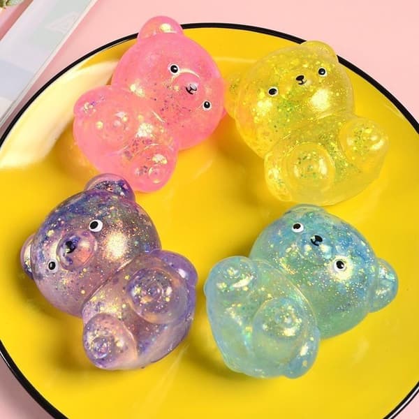 Maltose Candy Glitter Bear Ball Sakte Stigning Sakte Retur Fluffy Multicolor