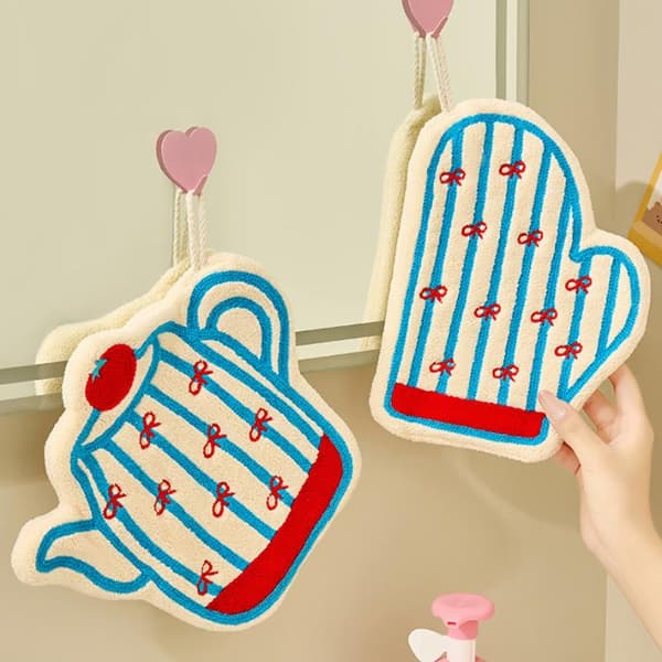 Korallfleece Håndkle Kjøkken Bad Lyktemønster Hengbart A