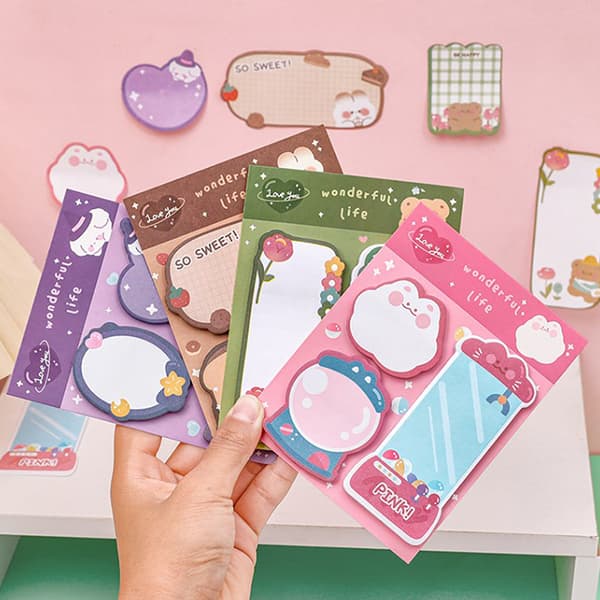 Kawaii Cartoon Strawberry Bear Sticky Notes Memo Pad e Message A3