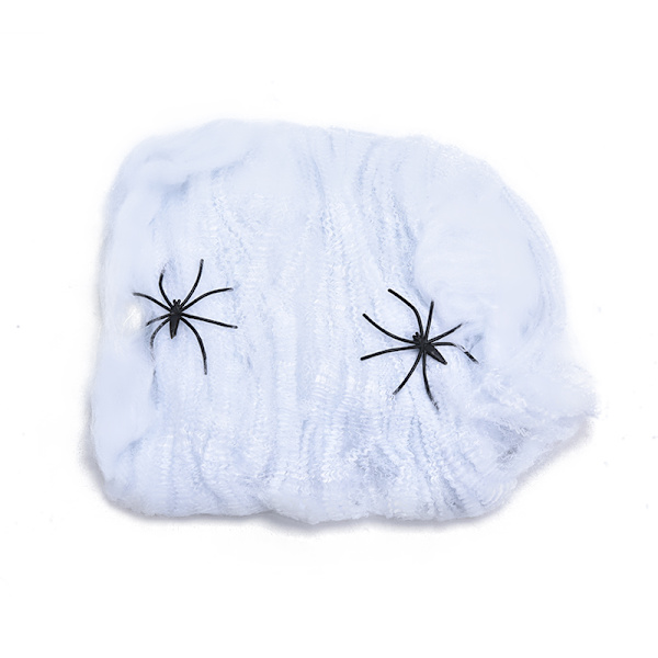 Halloween Spindelväv Med Spindlar Stretchbar Cobweb Skräck Par White