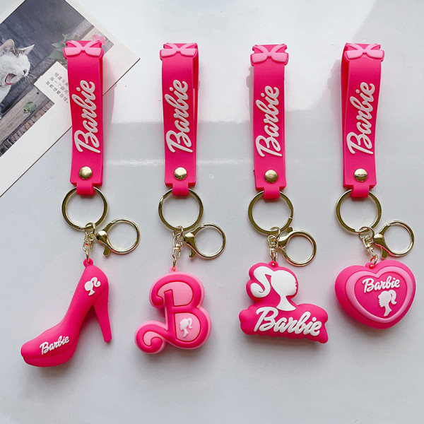 Rosa Barbie Key Chain Pendant Love Key Ring Hodetelefonveske Char 6