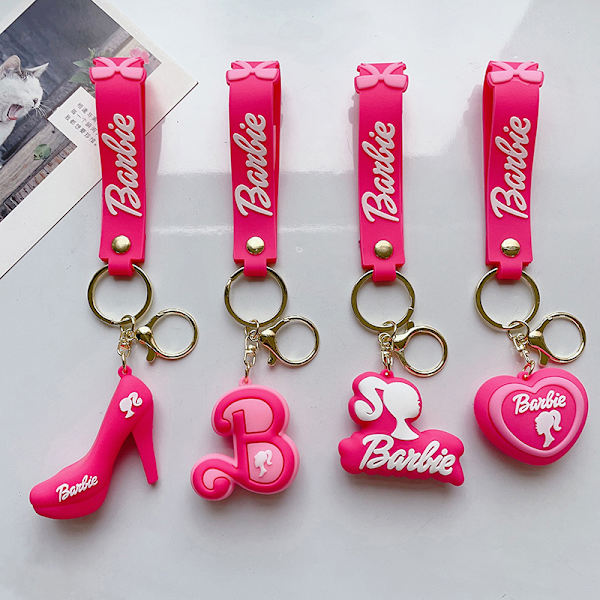 Vaaleanpunainen Barbie-avainnippu riipus Love Key Ring case Char 4