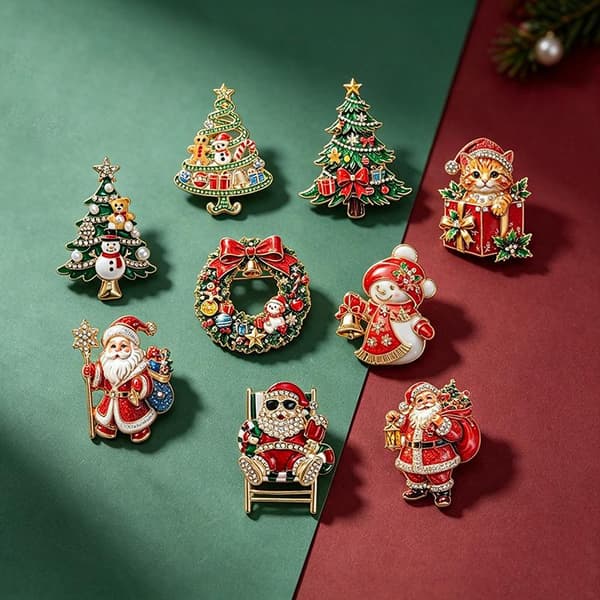 Juletema Broche Glitrende Rhinestone Til Feriebrug Chr A2
