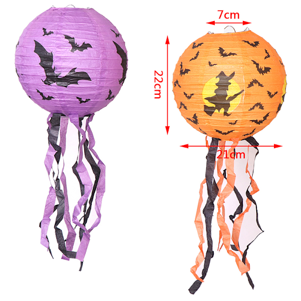 Halloween-paperilyhty kurpitsa hämähäkki kallo lepakko riippuva lyhty B