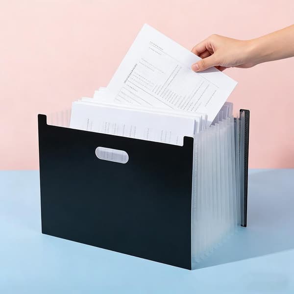 A4 trekkspillmappe, klare indeksmerker, utvidbar dokumentmappe BK1